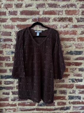Brown Crochet Beach Coverup